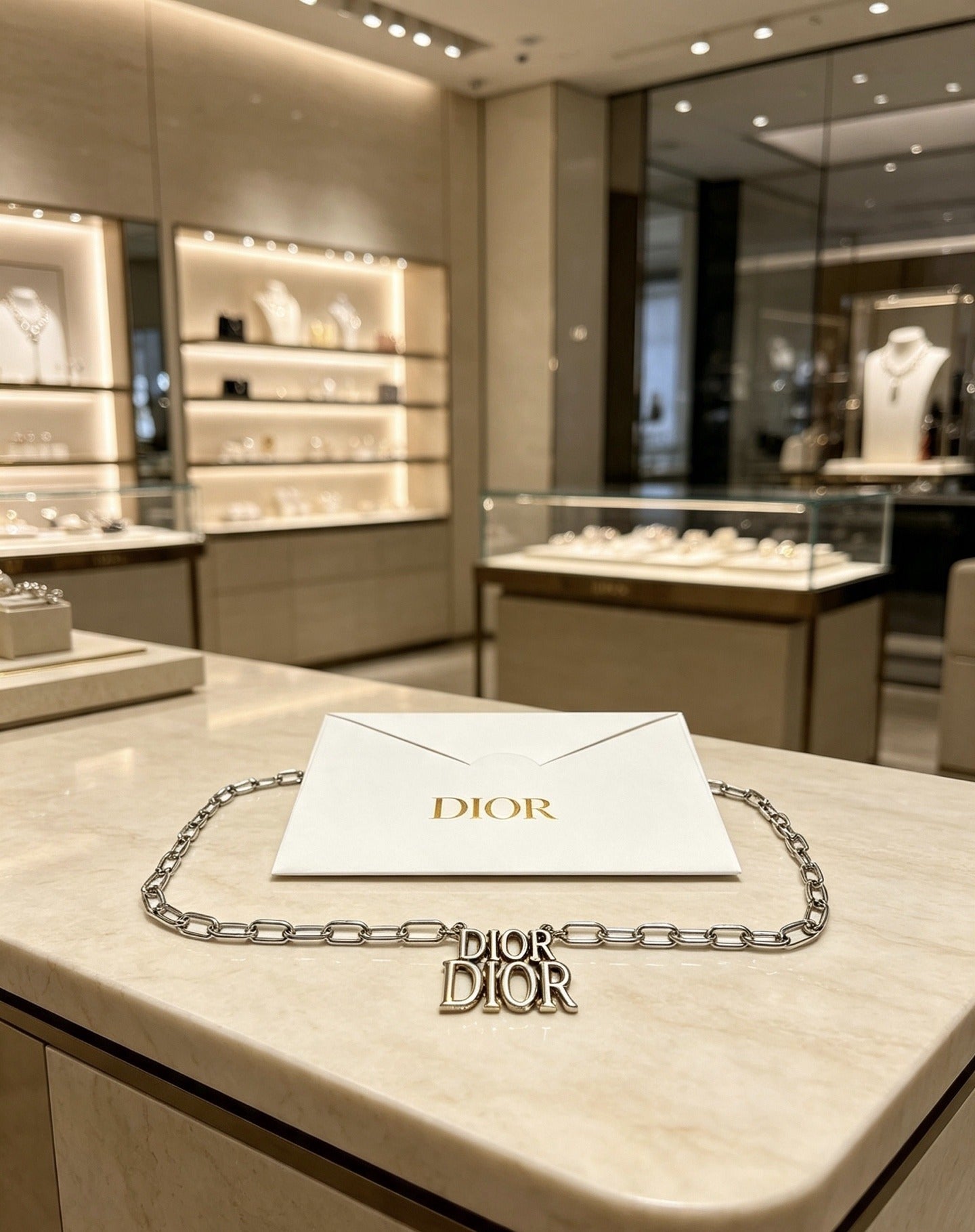 Dior Sterling Silver Chain Necklace