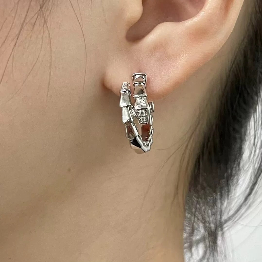 Bvlgari Silver Brass Serpent Earrings