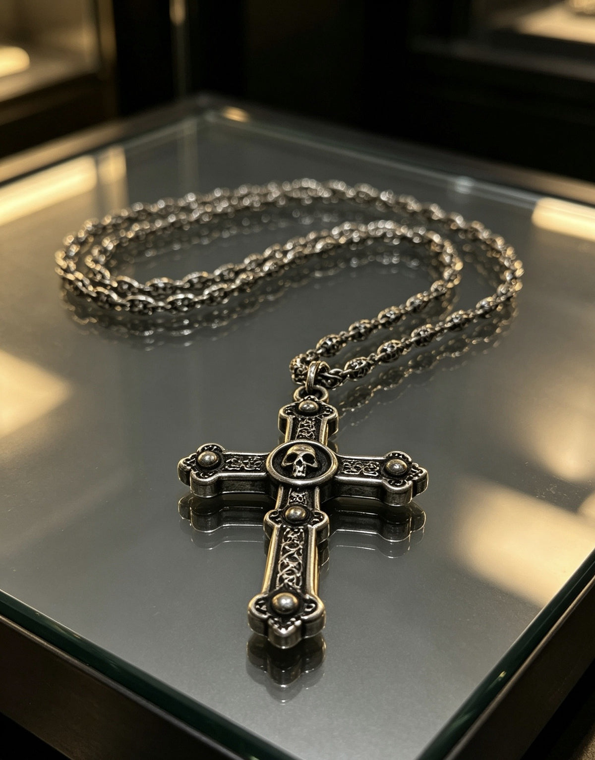 Chrome Hearts Sterling Silver Cross Necklace