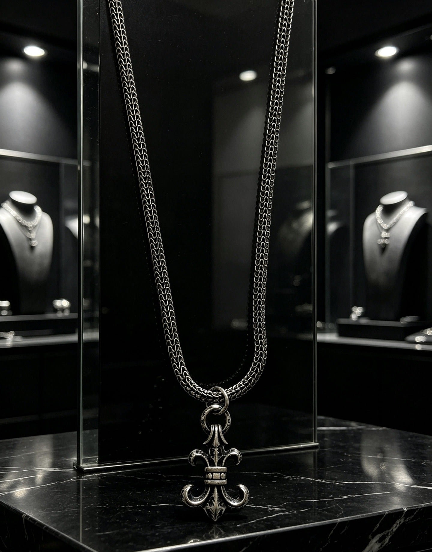 Chrome Hearts Sterling Silver Cross Necklace