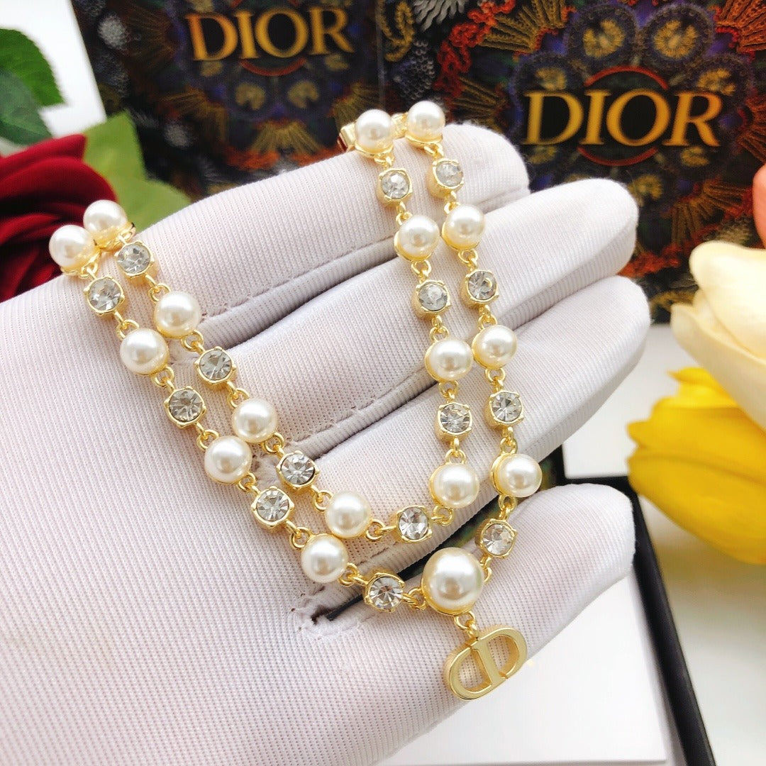 Dior Brass Pearl Necklace