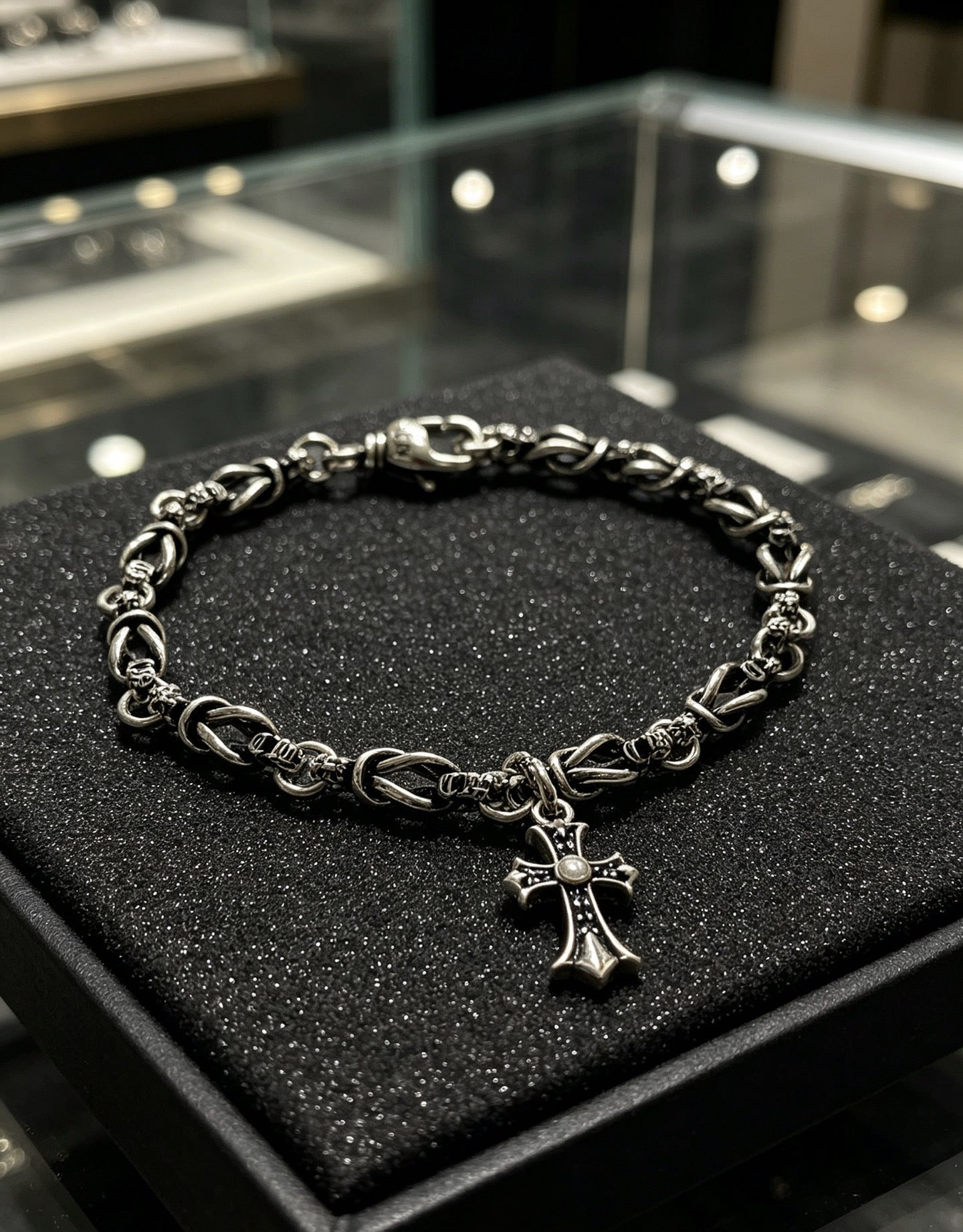 Chrome Hearts Sterling Silver Cross Bracelet