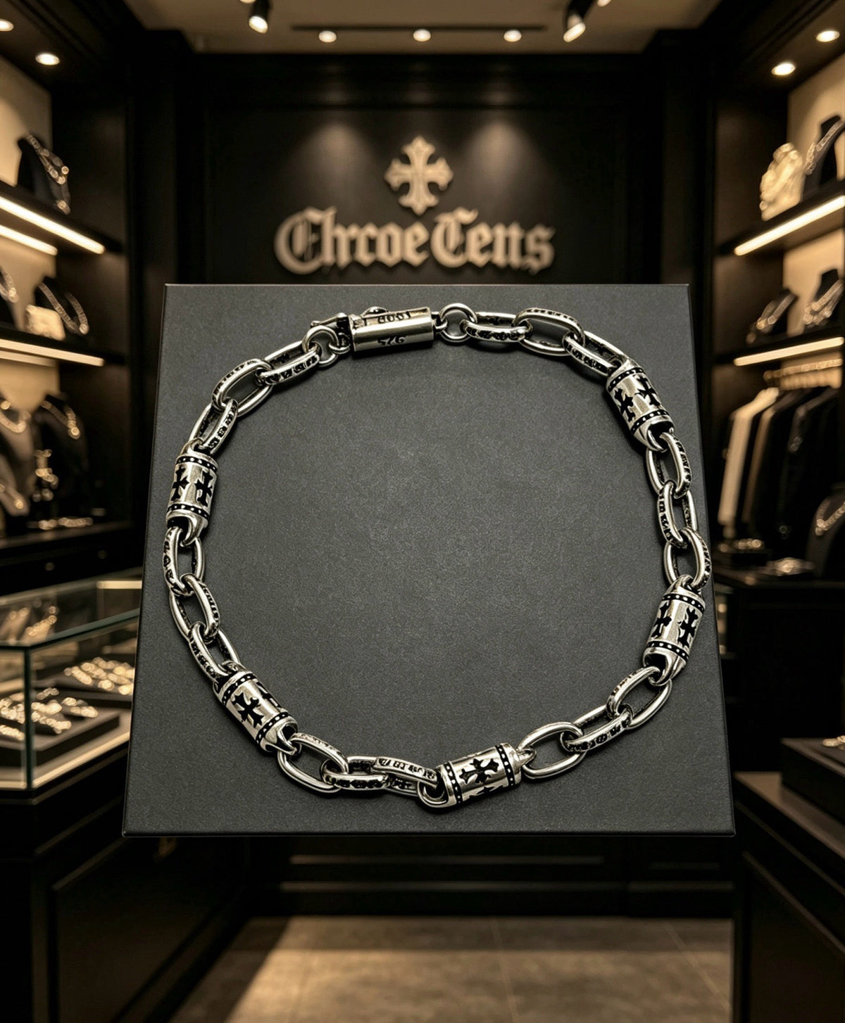 Chrome Hearts Sterling Silver Cross Bracelet