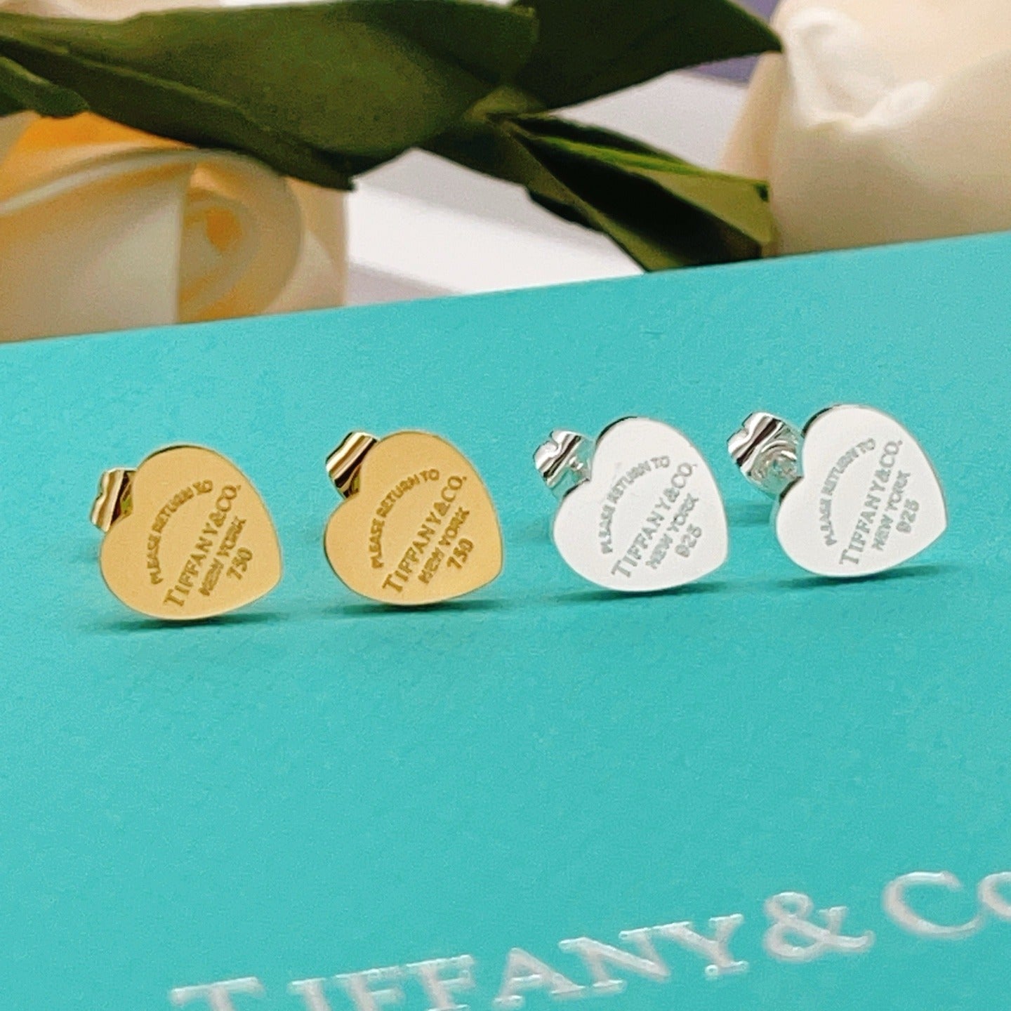 Tiffany & Co. Gold Brass Heart Earrings