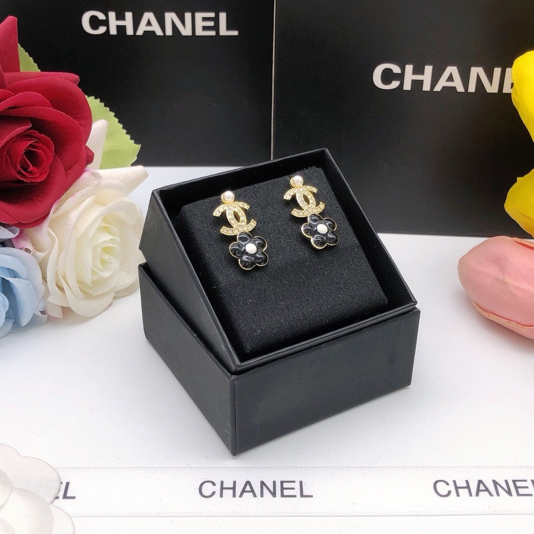 Chanel Brass & Sterling Silver Clover Earrings