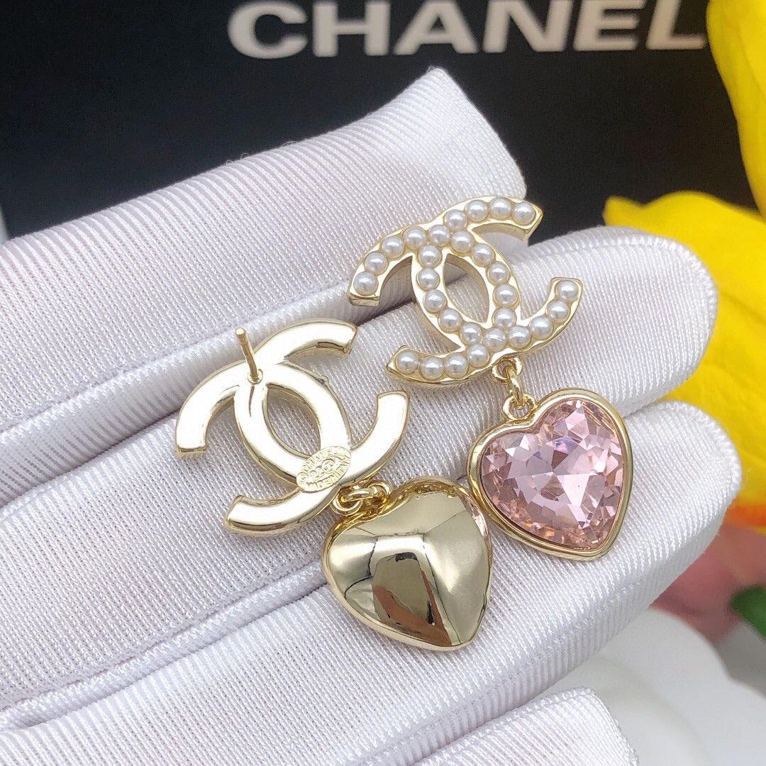 Chanel Pink Heart Earrings
