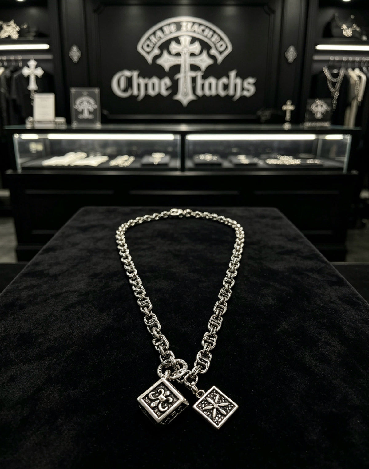 Chrome Hearts Sterling Silver Cross Necklace