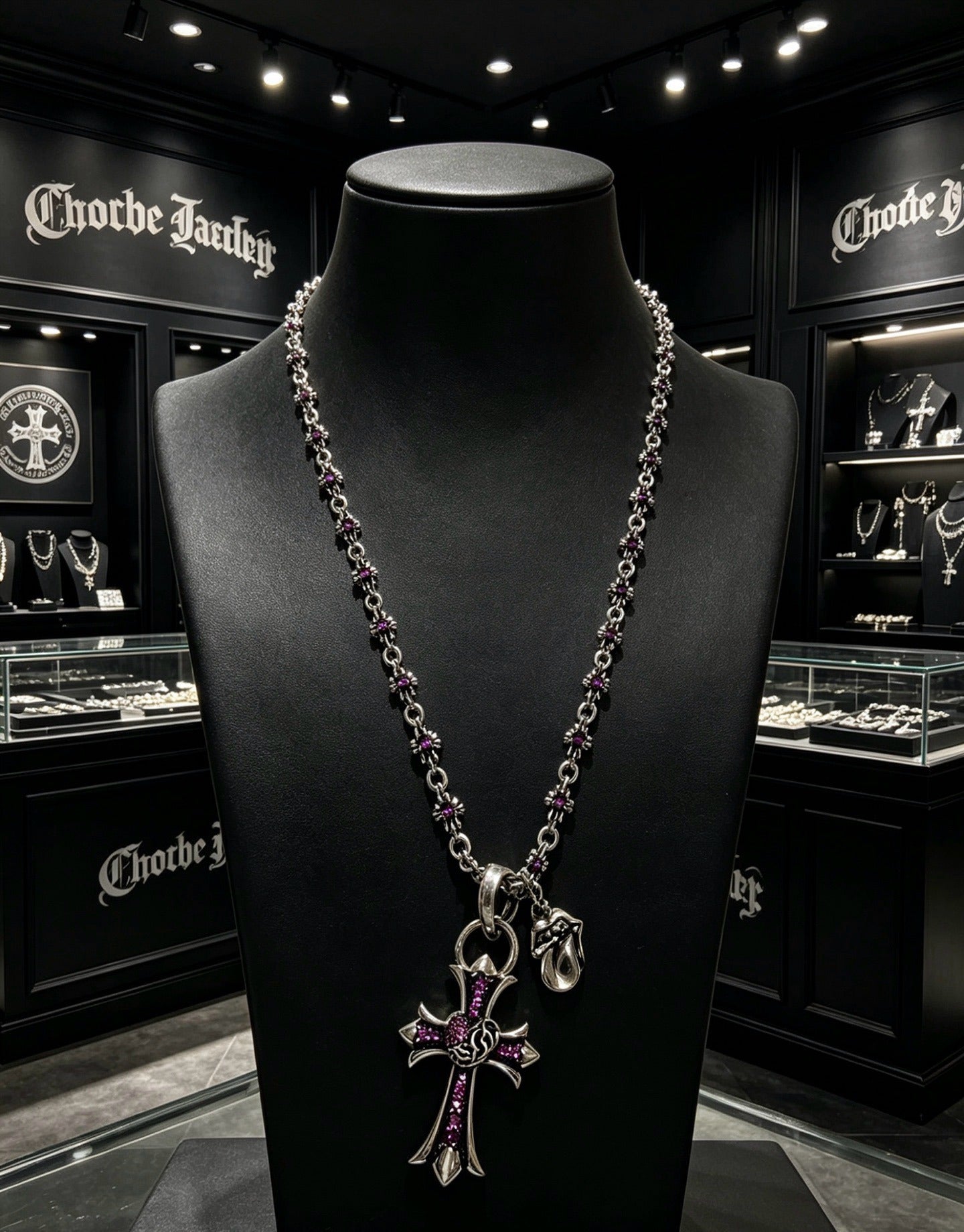 Chrome Hearts Sterling Silver Cross Necklace