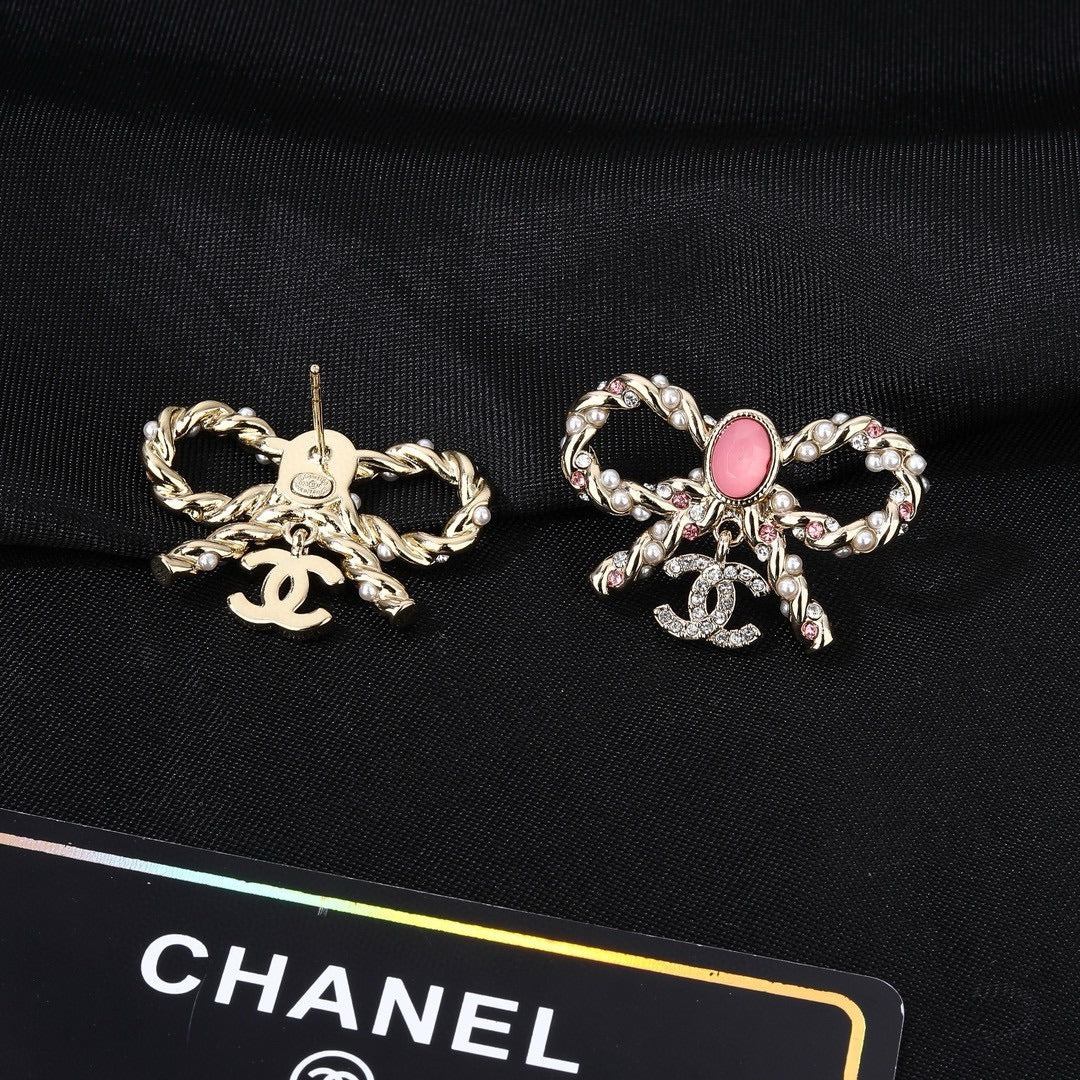 Chanel Brass Bow Earrings