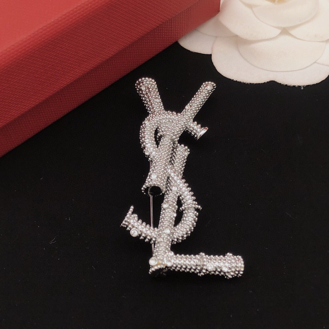 Saint Laurent Silver Brooch
