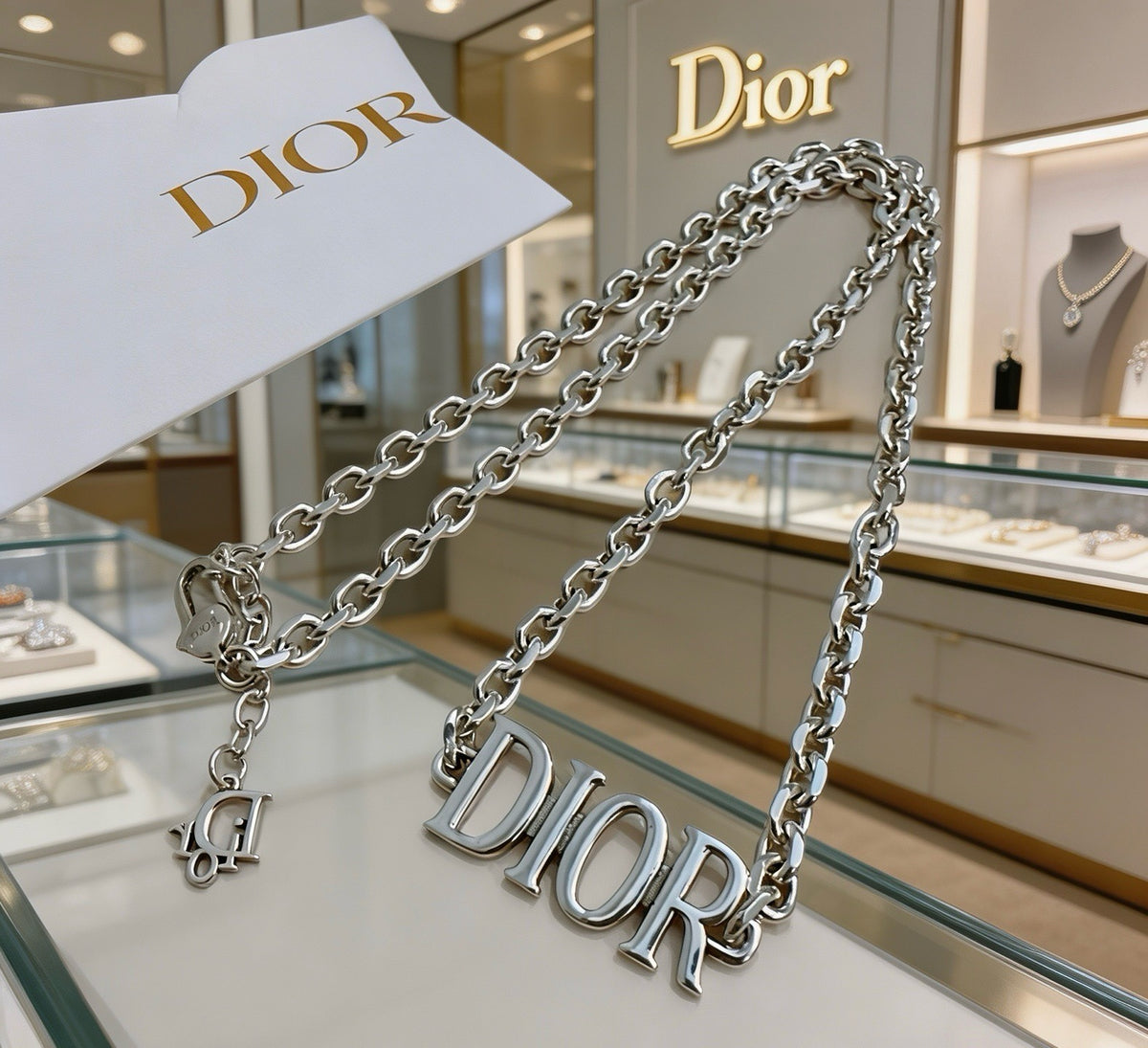 Dior Sterling Silver Chain Necklace