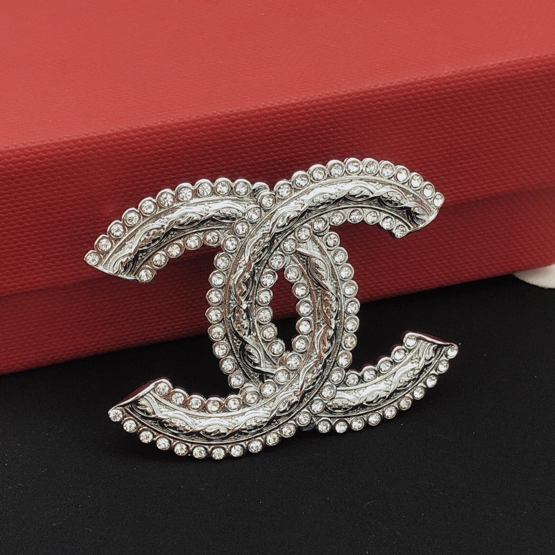Chanel Silver Brass Brooch