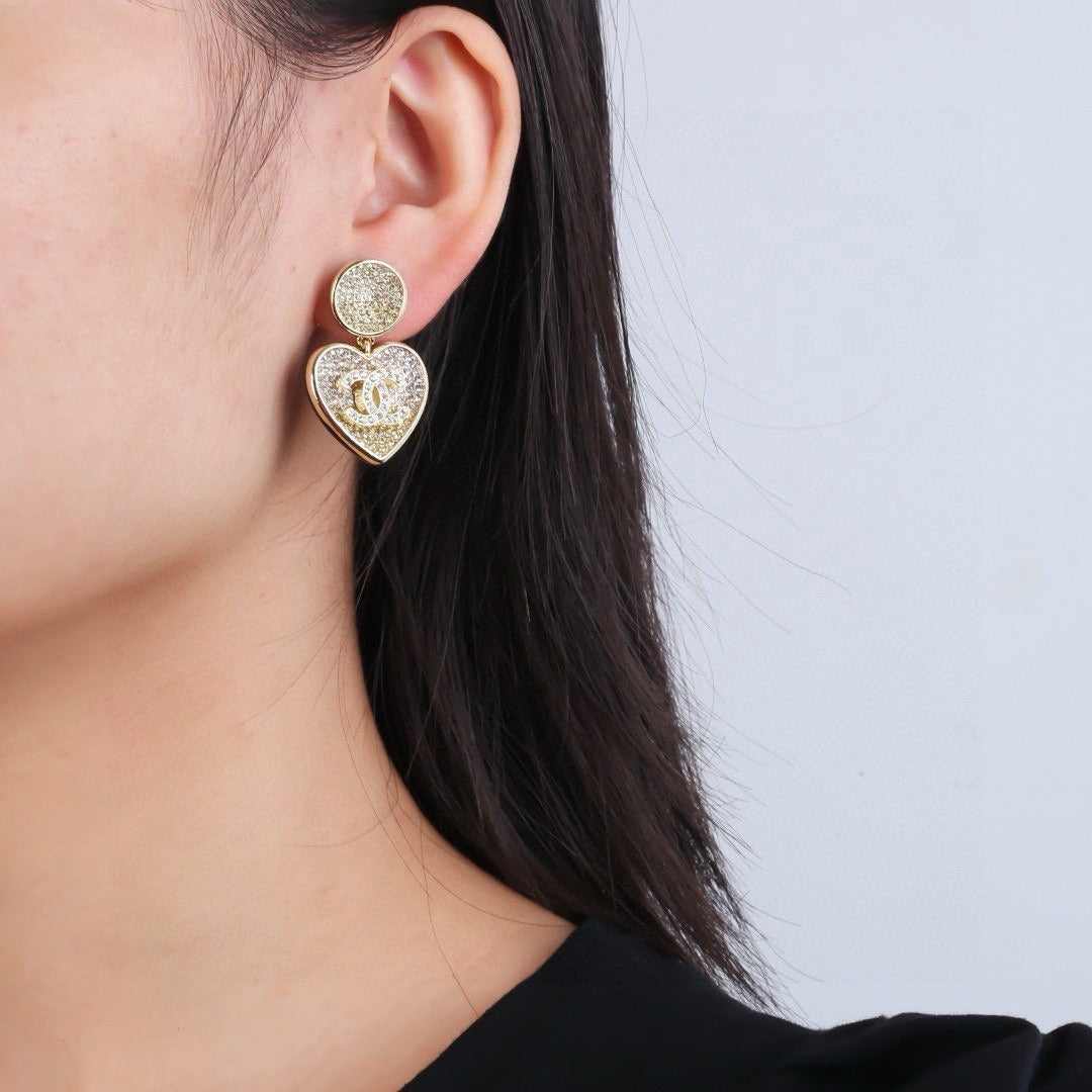 Chanel Brass Heart Earrings