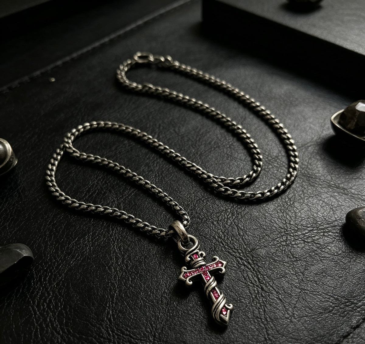 Chrome Hearts Sterling Silver Cross Necklace