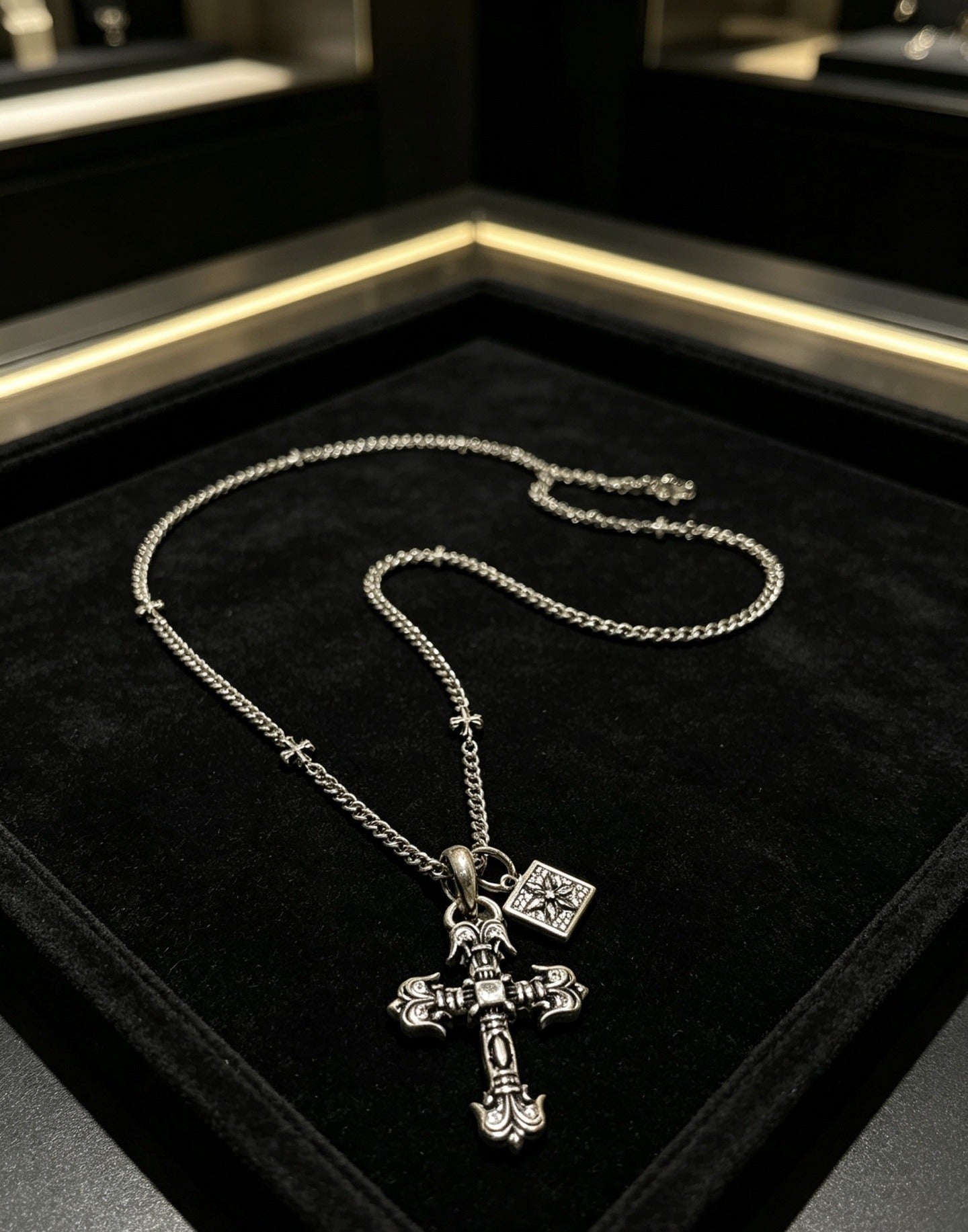 Chrome Hearts Sterling Silver Cross Necklace