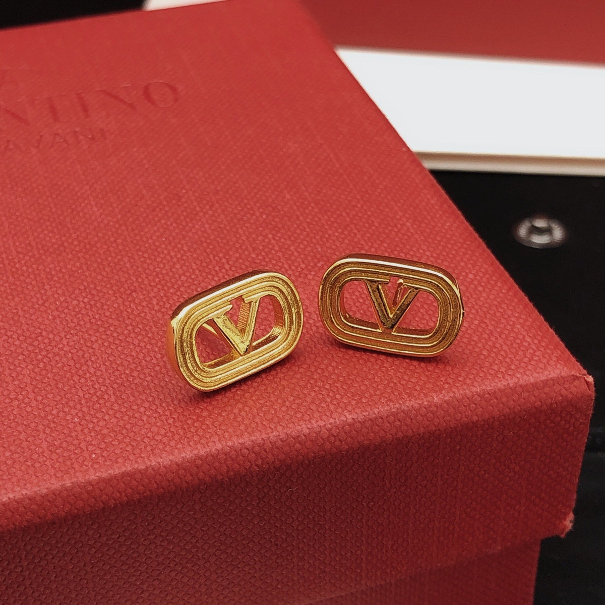Valentino Brass Openwork Earrings