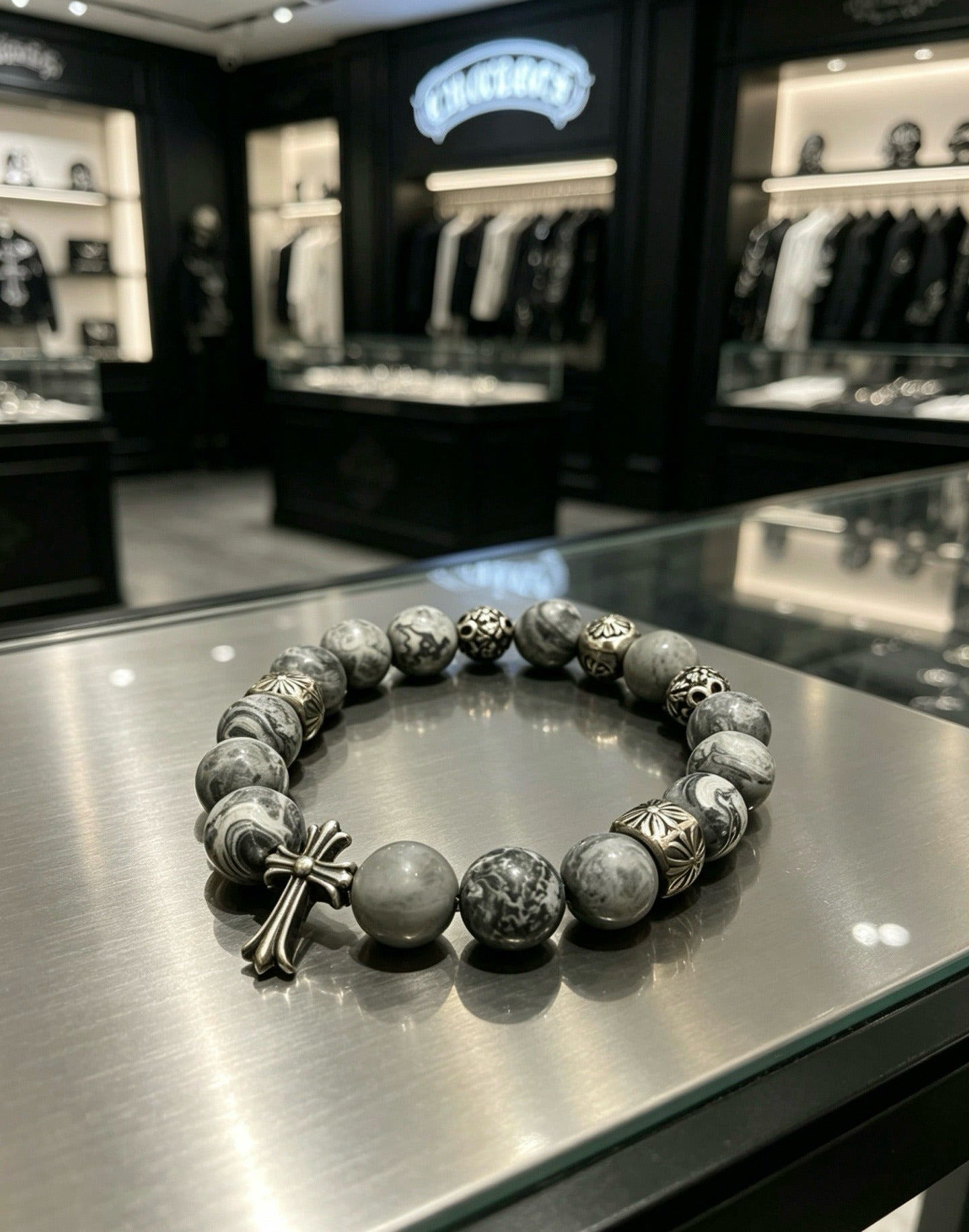 Chrome Hearts Sterling Silver Cross Bracelet