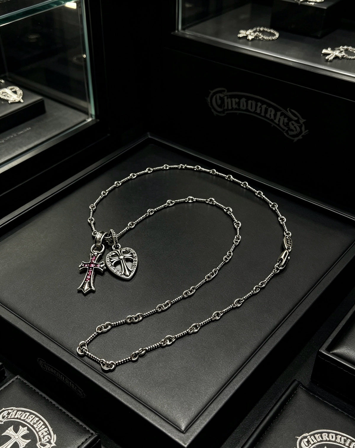 Chrome Hearts Sterling Silver Cross Necklace