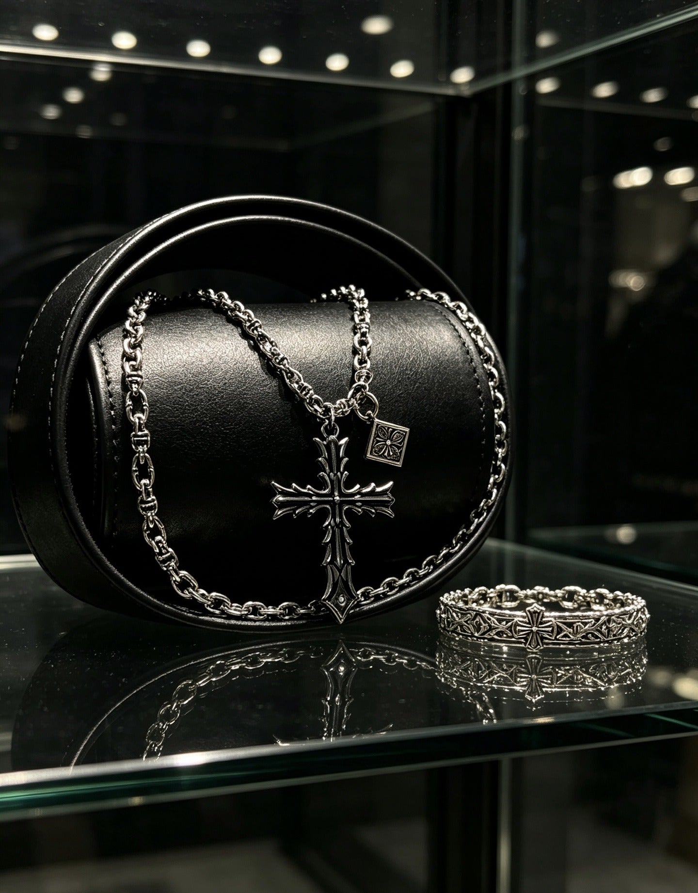 Chrome Hearts Sterling Silver Cross Necklace