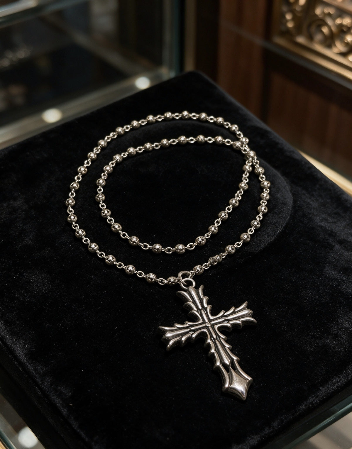 Chrome Hearts Sterling Silver Cross Necklace