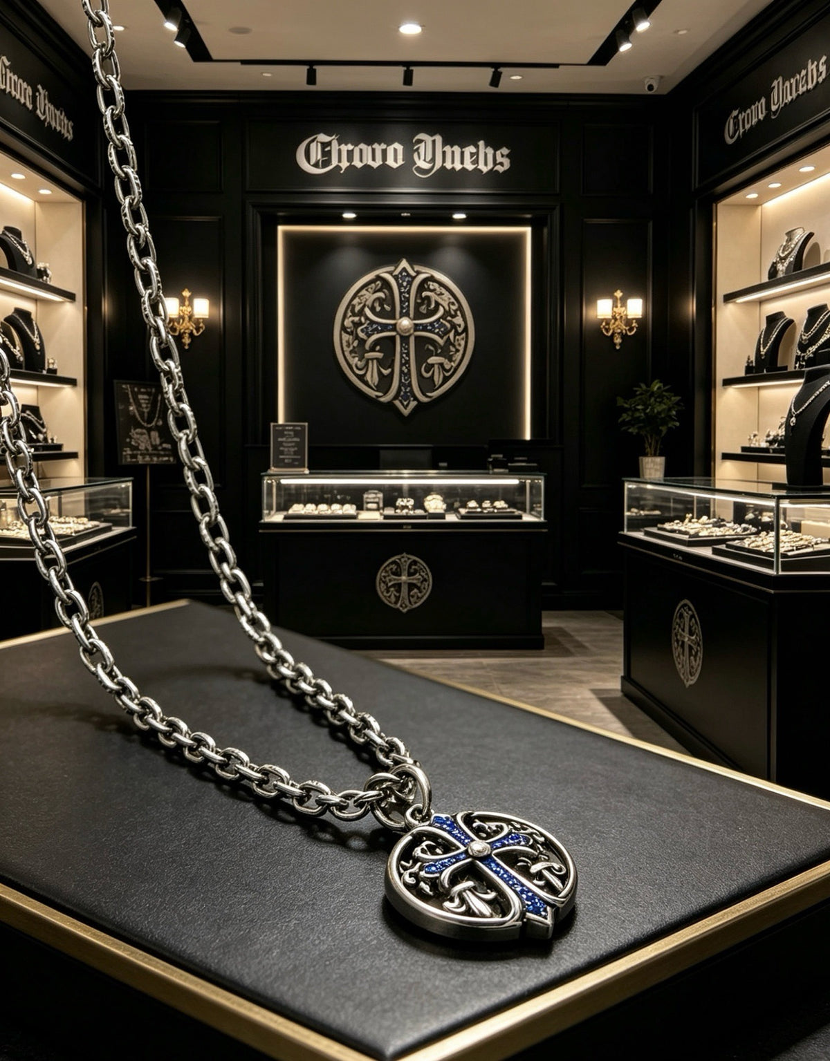 Chrome Hearts Sterling Silver Cross Necklace
