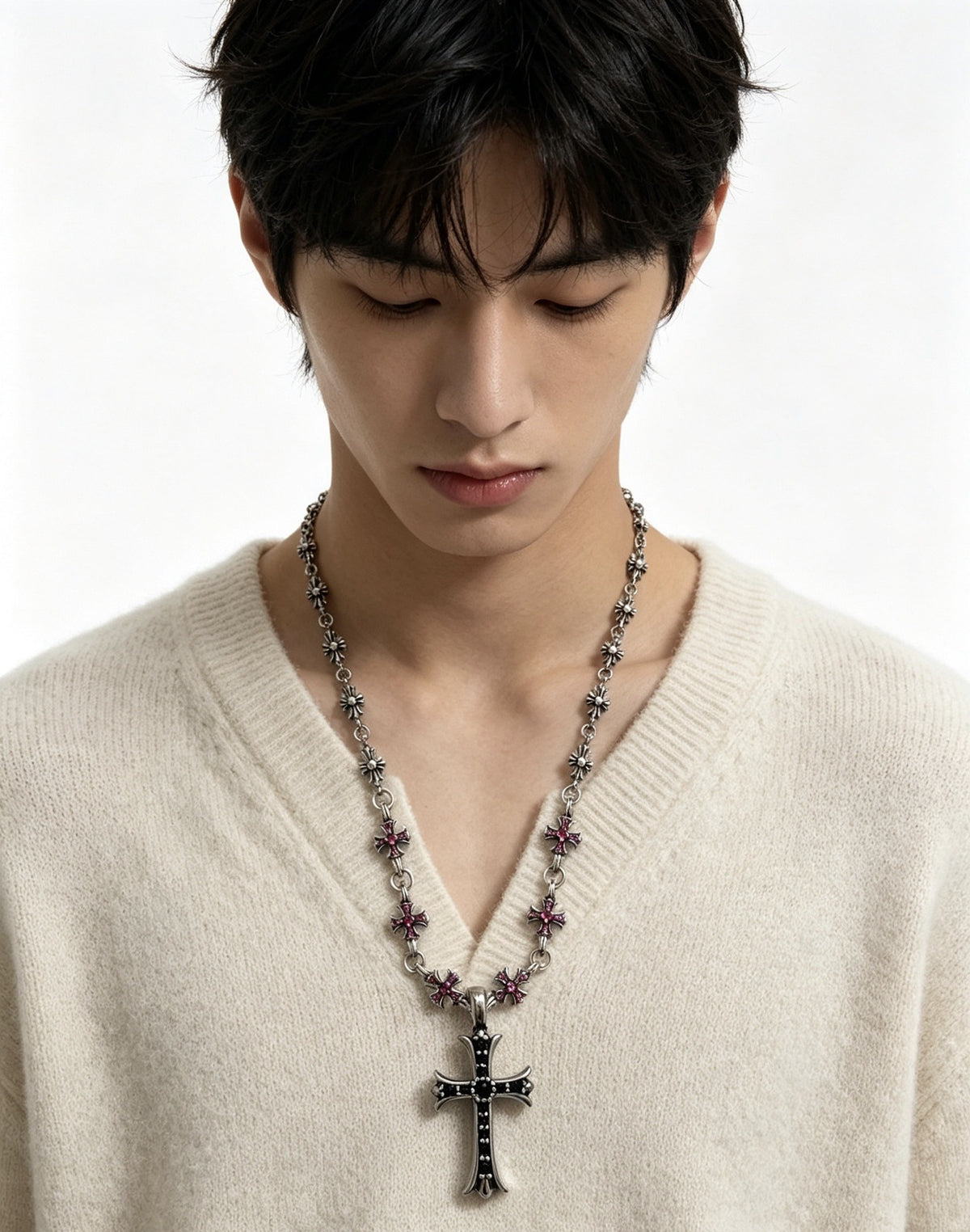 Chrome Hearts Sterling Silver Cross Necklace
