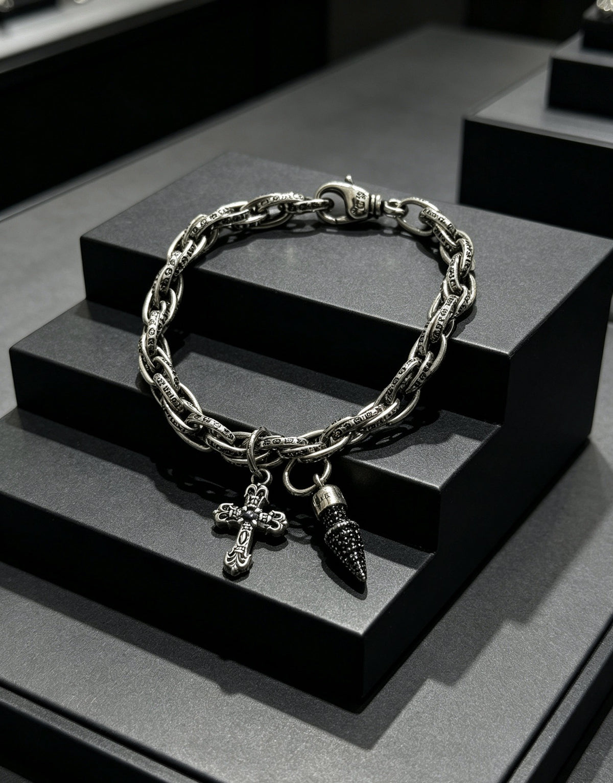 Chrome Hearts Sterling Silver Cross Bracelet