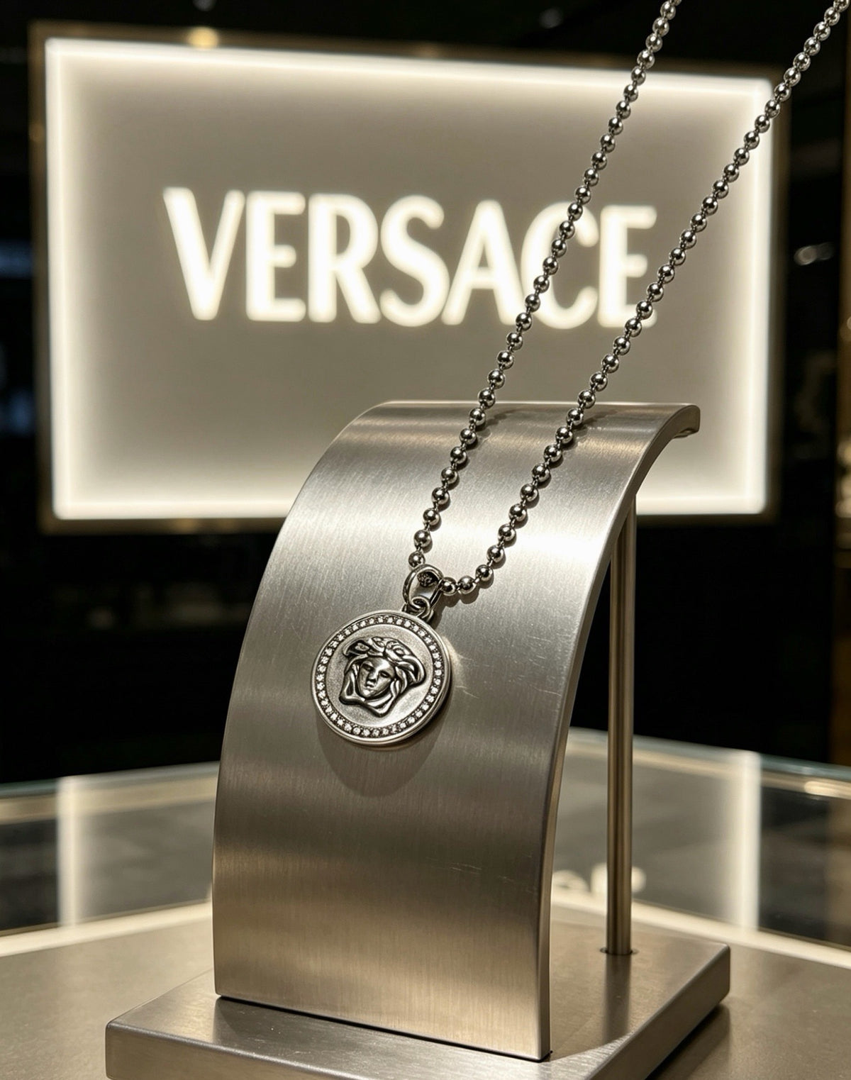 Versace Sterling Silver Chain Necklace