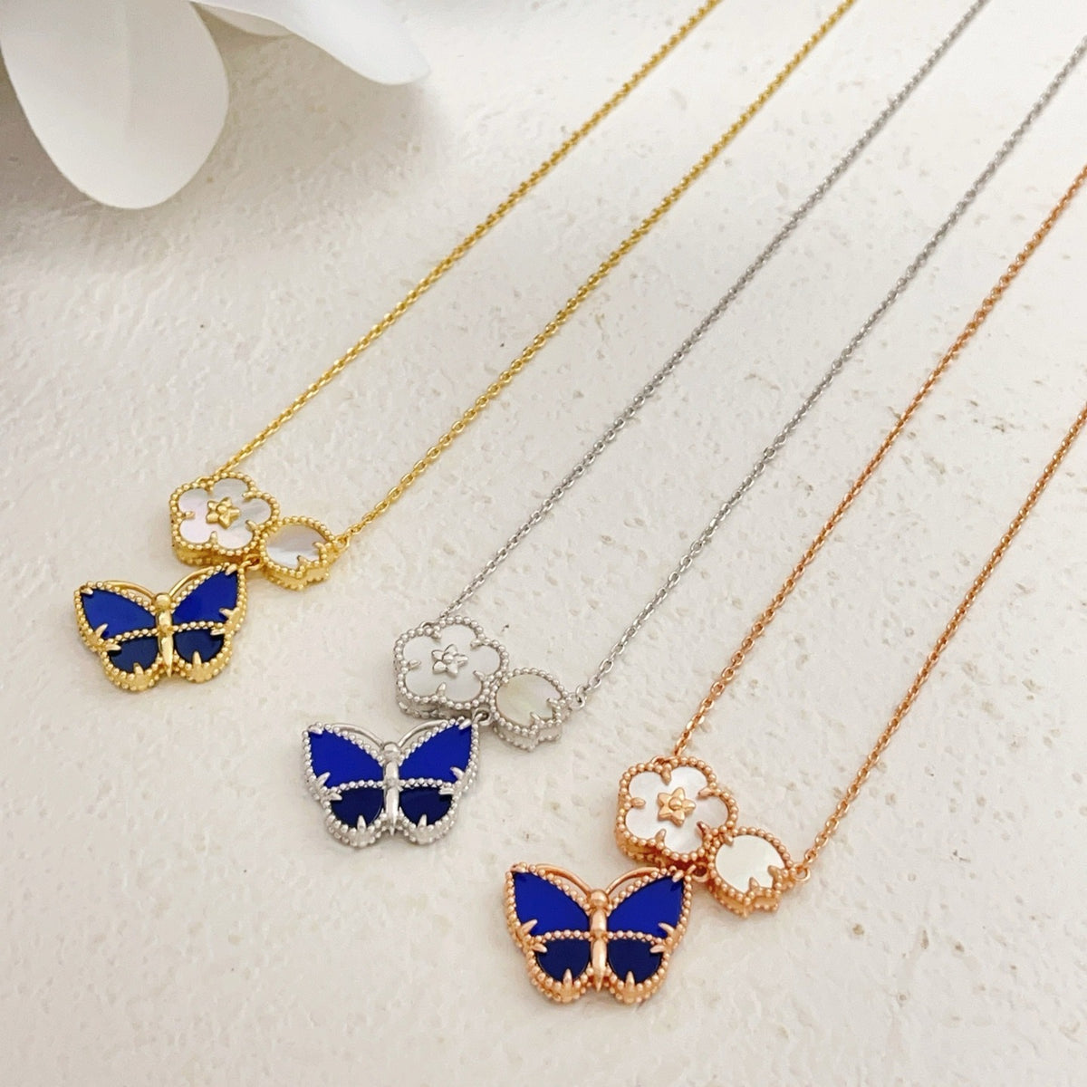 Van Cleef & Arpels Gold Brass Butterfly Necklace