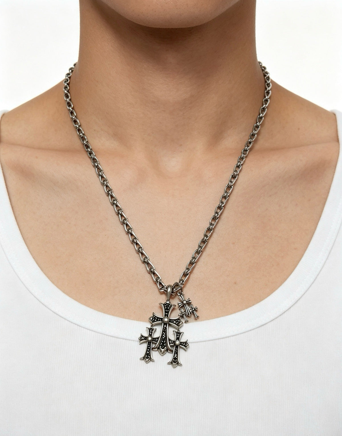 Chrome Hearts Sterling Silver Cross Necklace