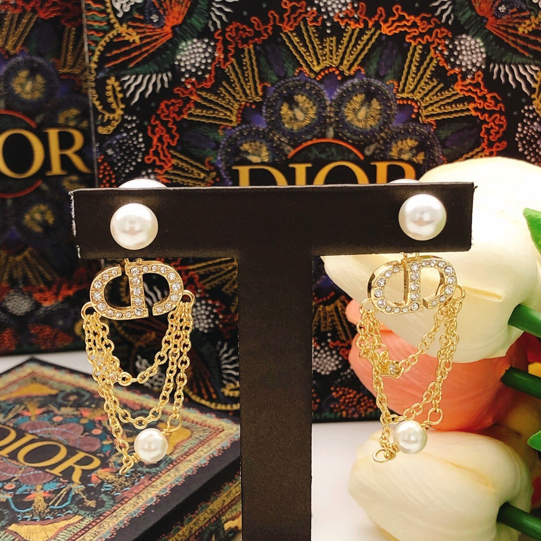 Dior Brass Pearl Earrings