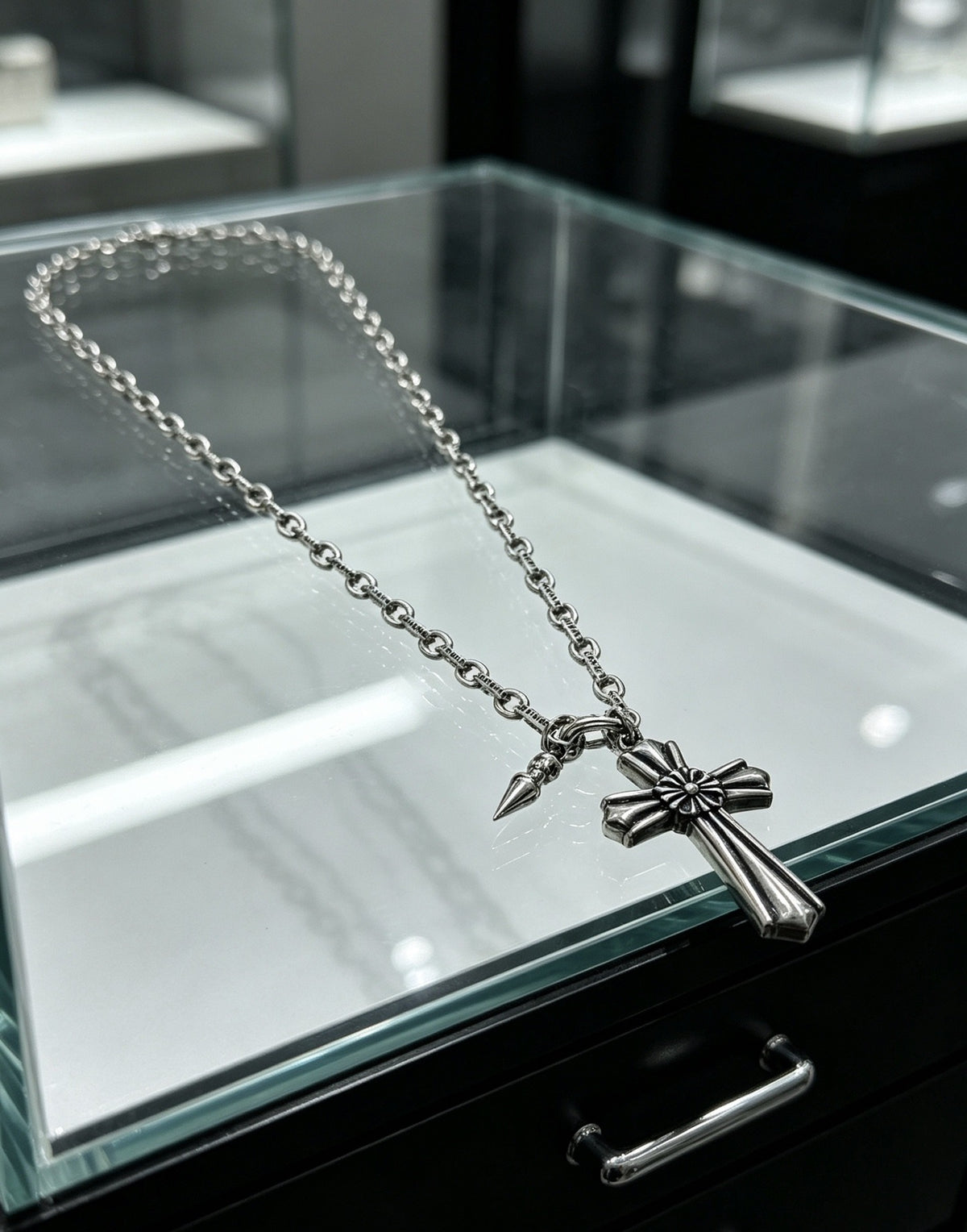 Chrome Hearts Sterling Silver Cross Necklace