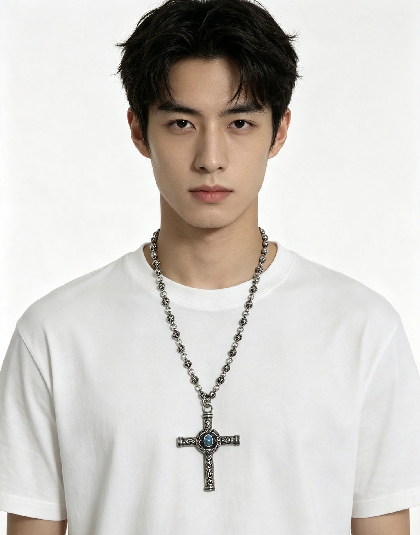 Chrome Hearts Sterling Silver Cross Necklace
