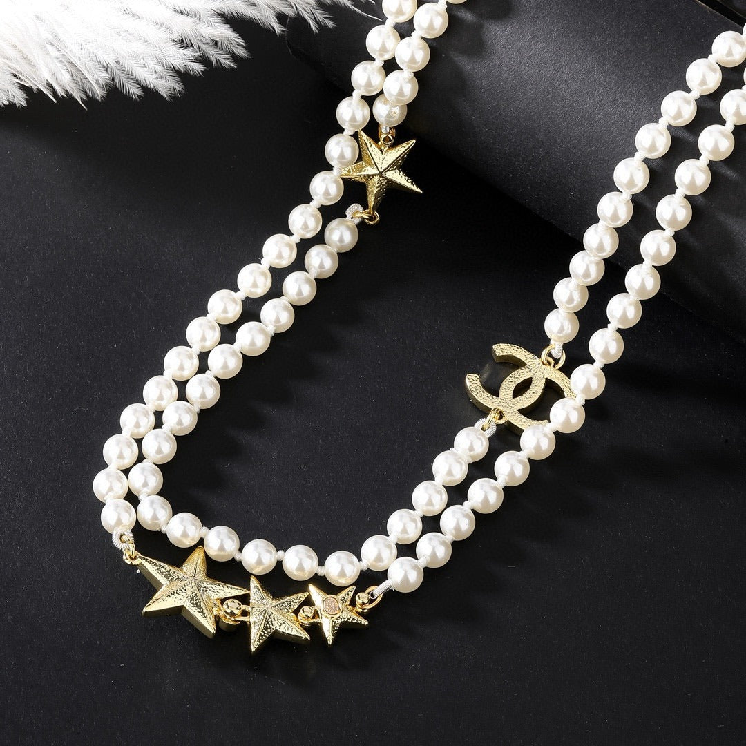 Chanel Brass Pearl Necklace