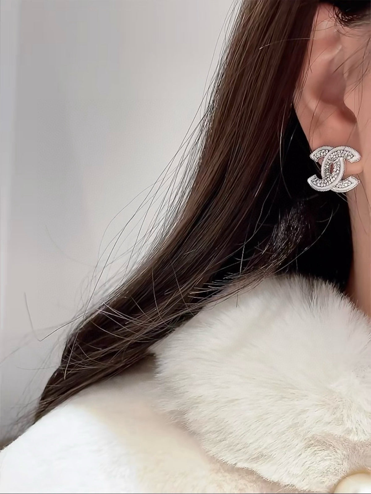 Chanel White Brass Earrings