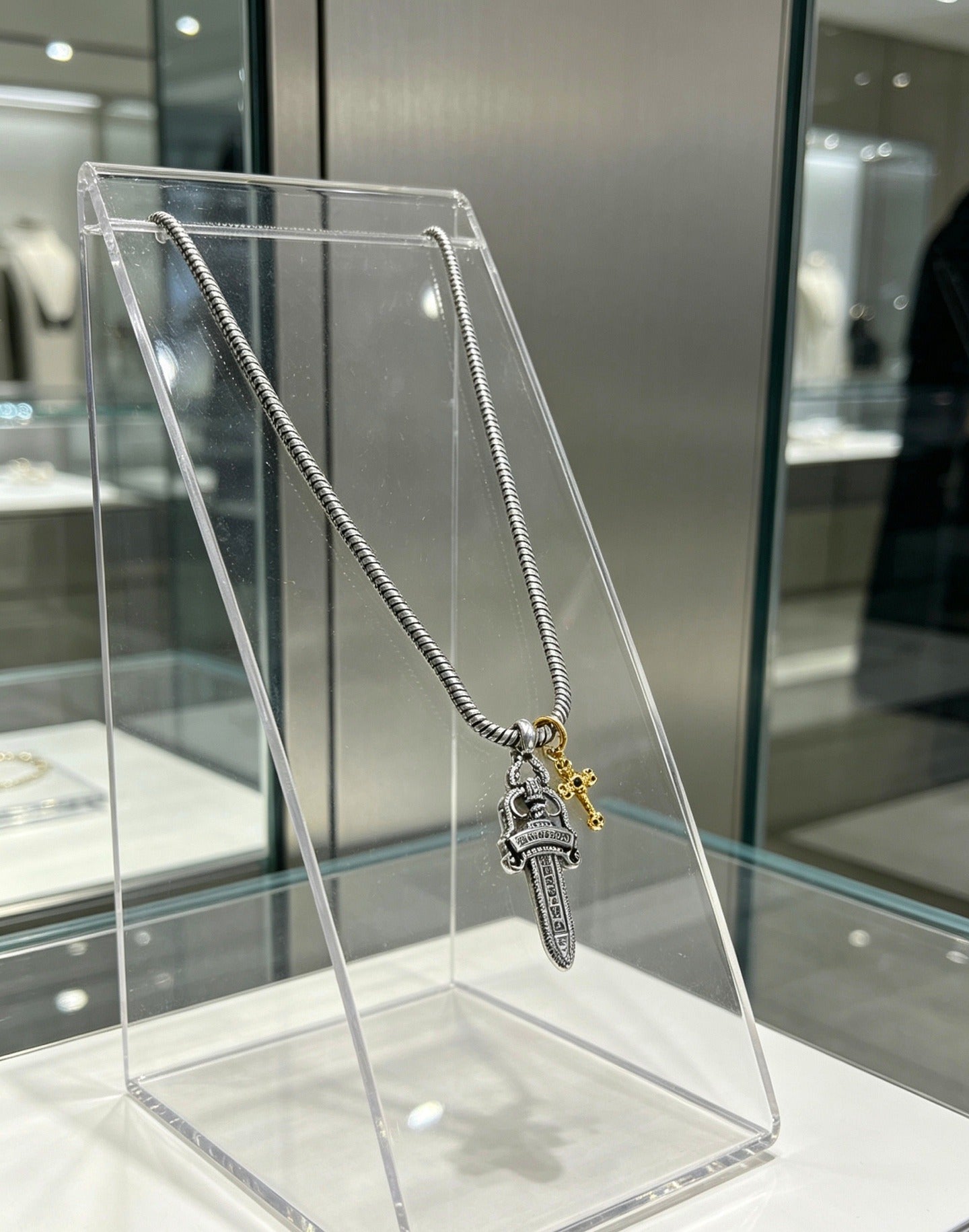 Chrome Hearts Sterling Silver Cross Necklace