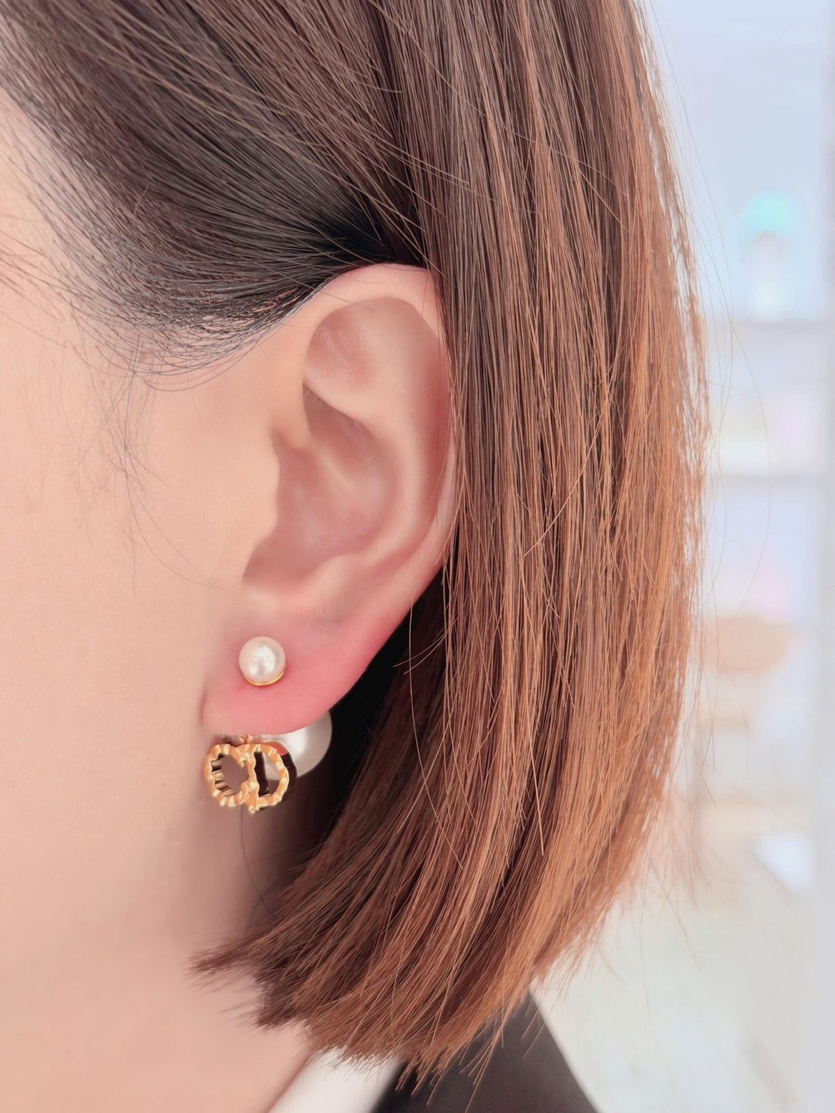 Dior Gold Brass Pearl Earrings