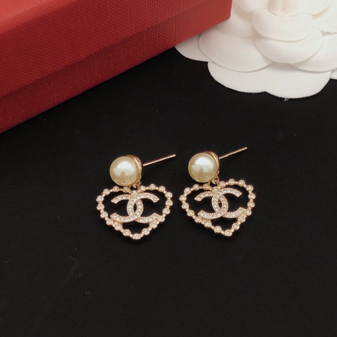 Chanel Brass Heart Earrings