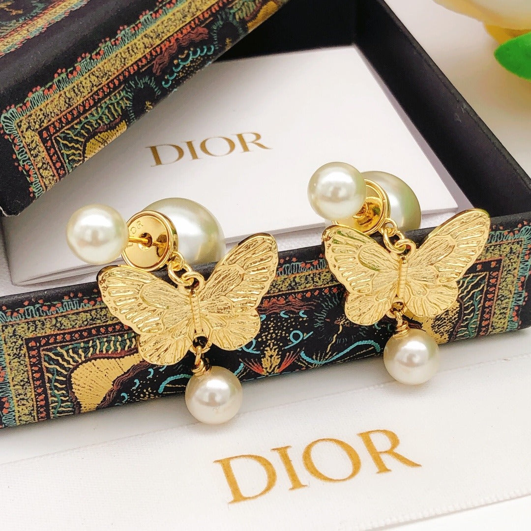 Dior Brass Butterfly Earrings
