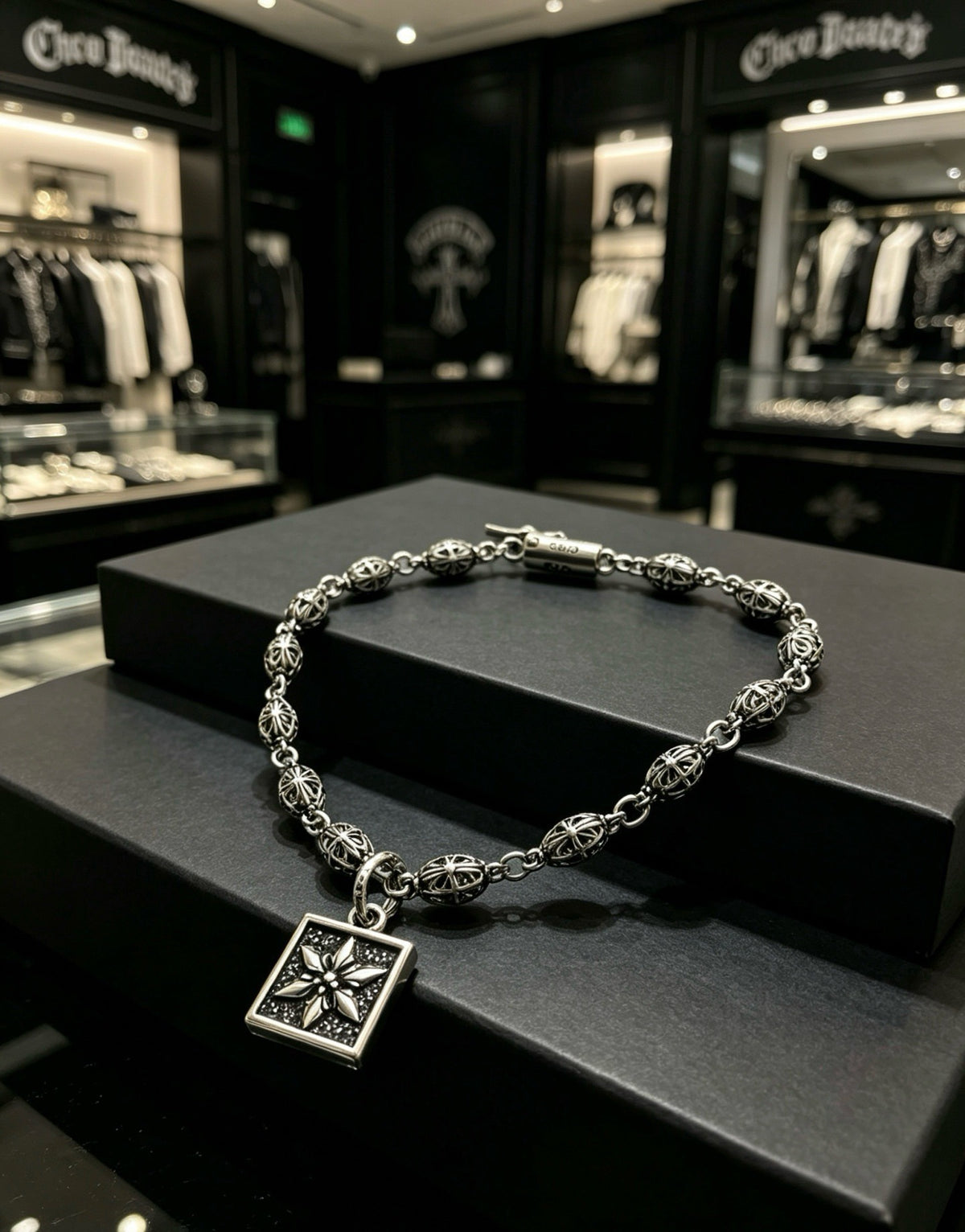 Chrome Hearts Sterling Silver Cross Bracelet