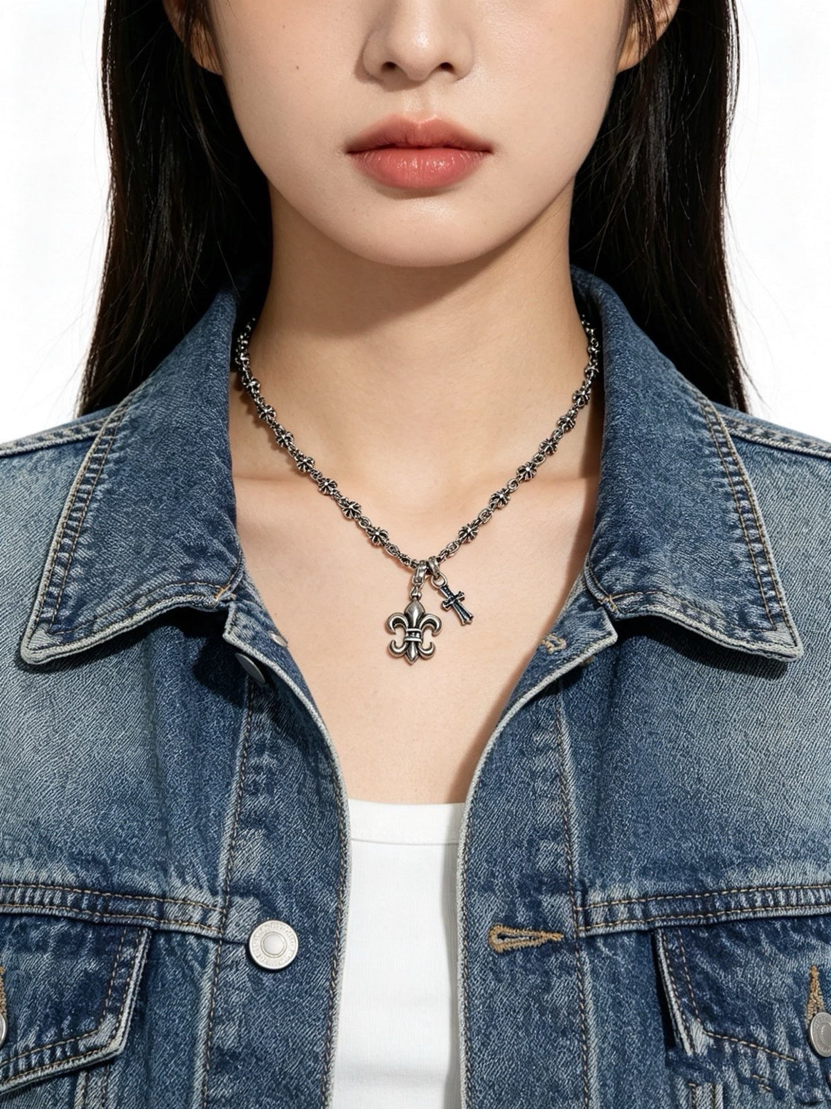 Chrome Hearts Sterling Silver Cross Necklace