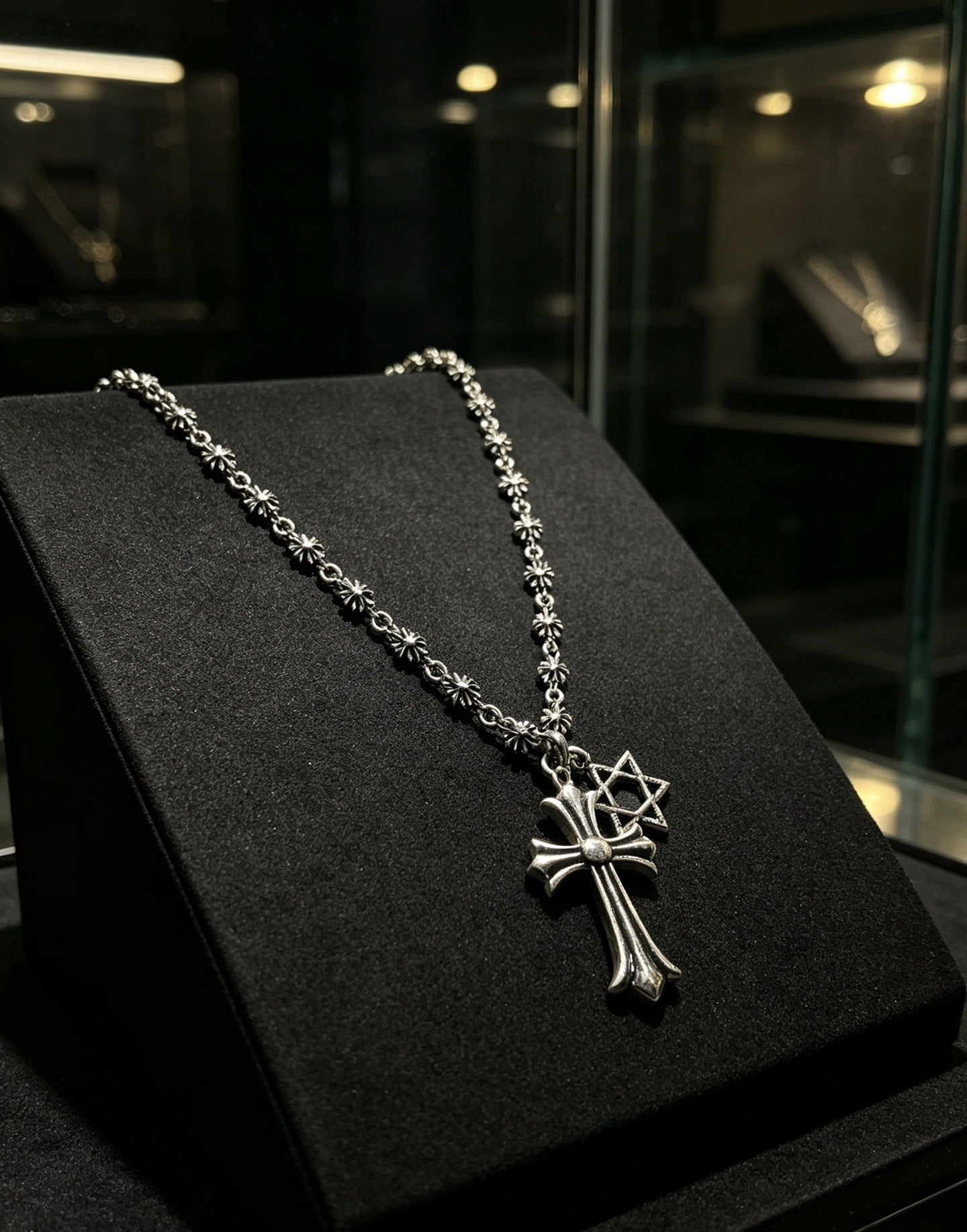 Chrome Hearts Sterling Silver Cross Necklace