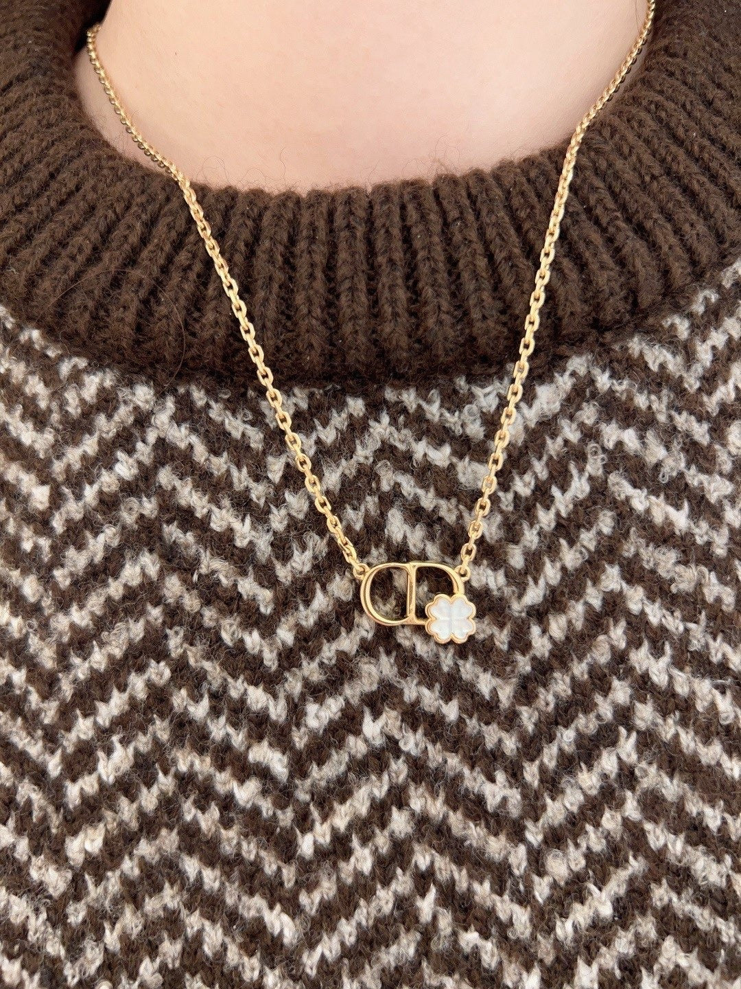 Dior Brass Clover Necklace