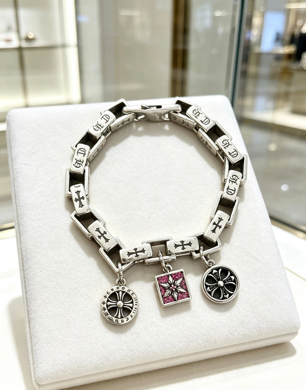 Chrome Hearts Sterling Silver Cross Bracelet
