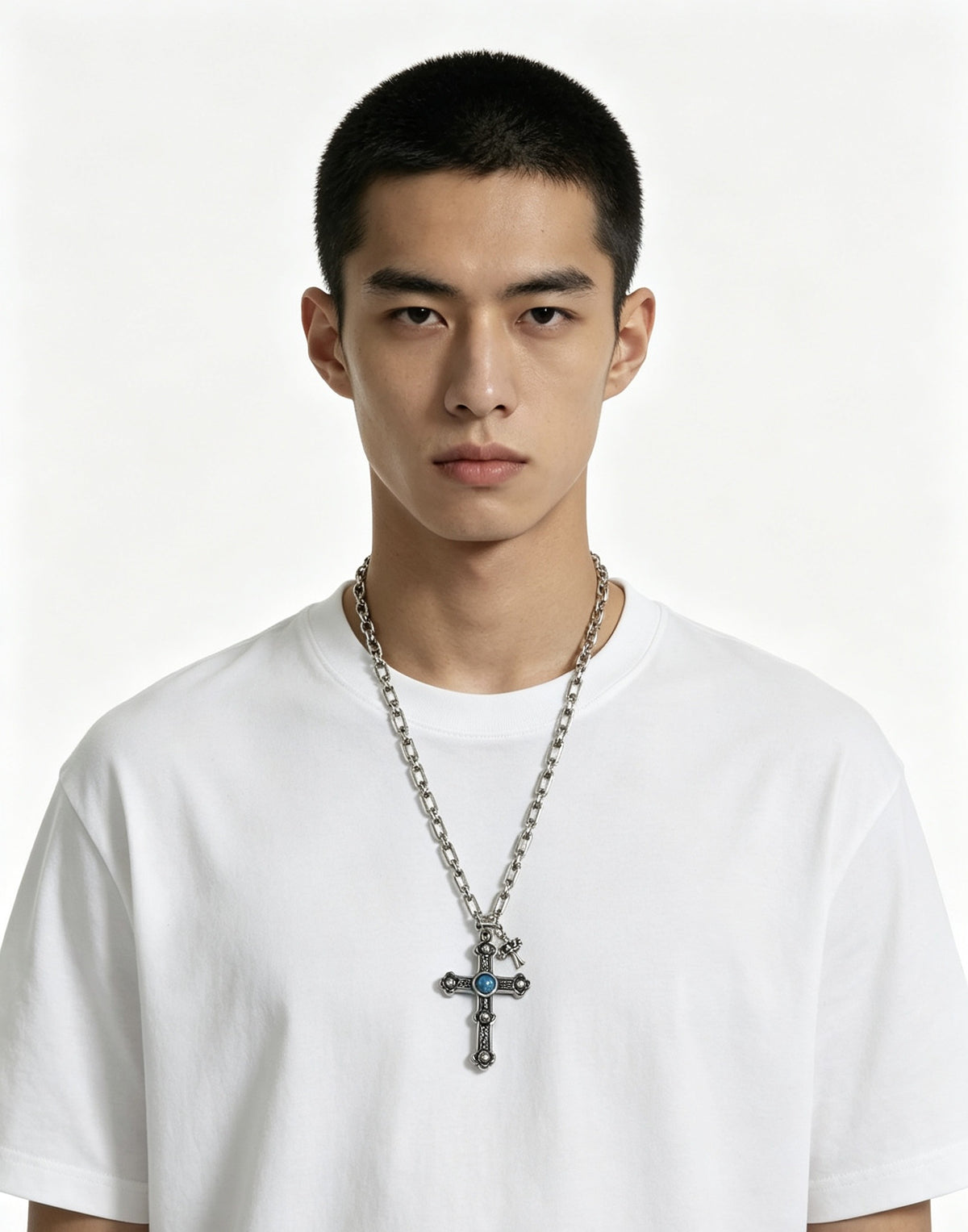 Chrome Hearts Sterling Silver Cross Necklace