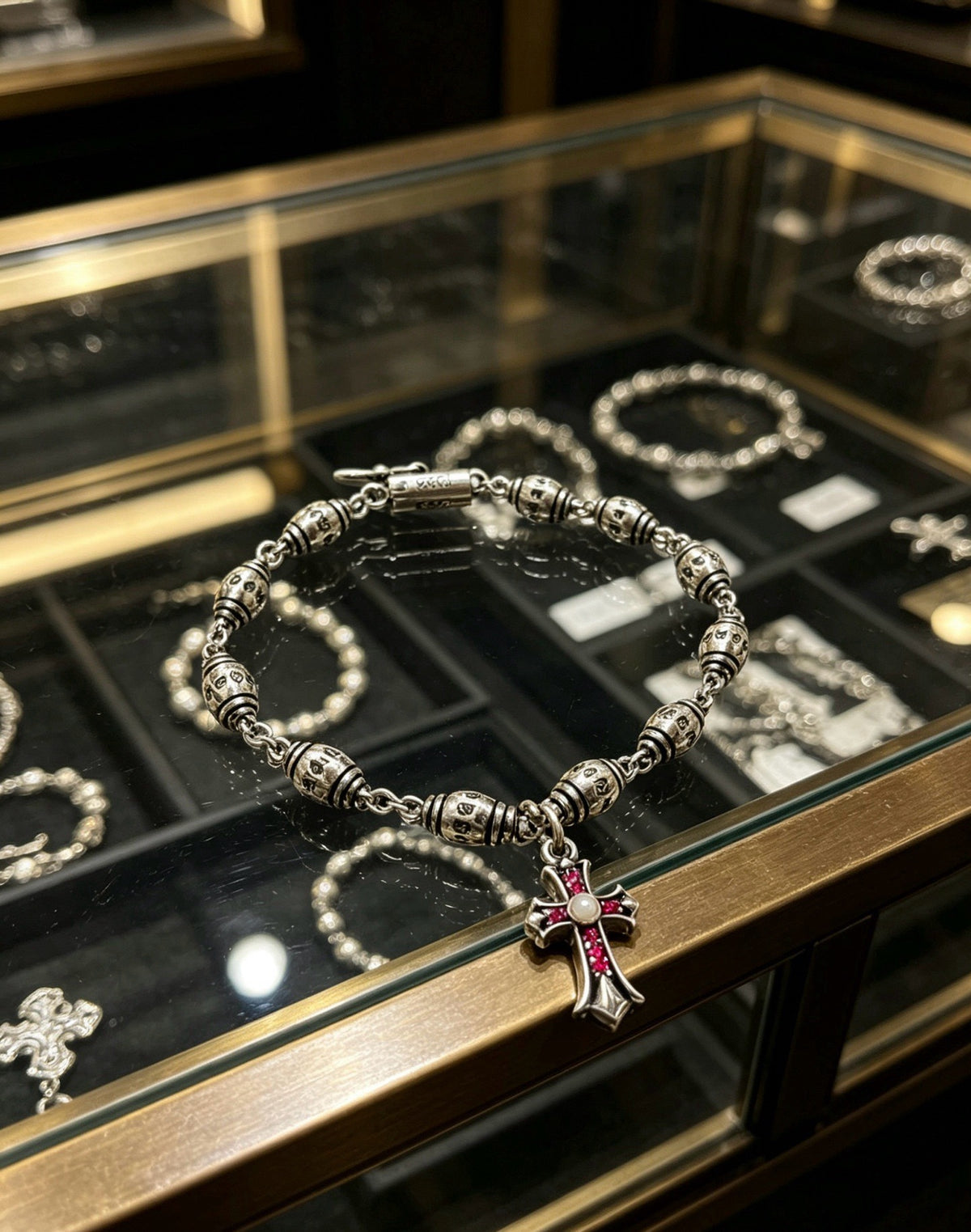 Chrome Hearts Sterling Silver Cross Bracelet