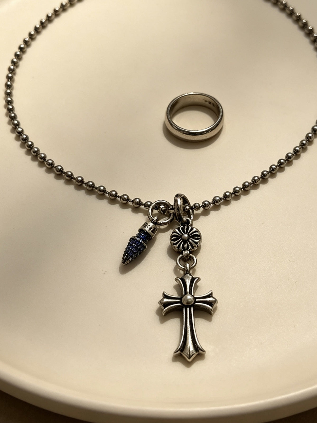 Chrome Hearts Sterling Silver Cross Necklace