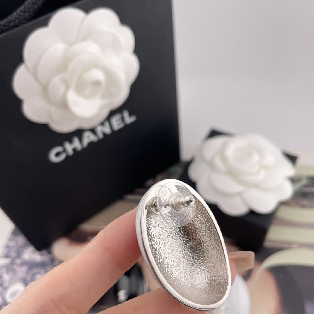 Chanel Black Enamel Earrings