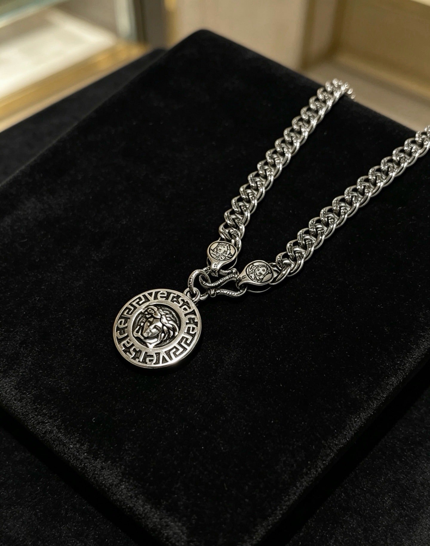 Versace Sterling Silver Chain Necklace