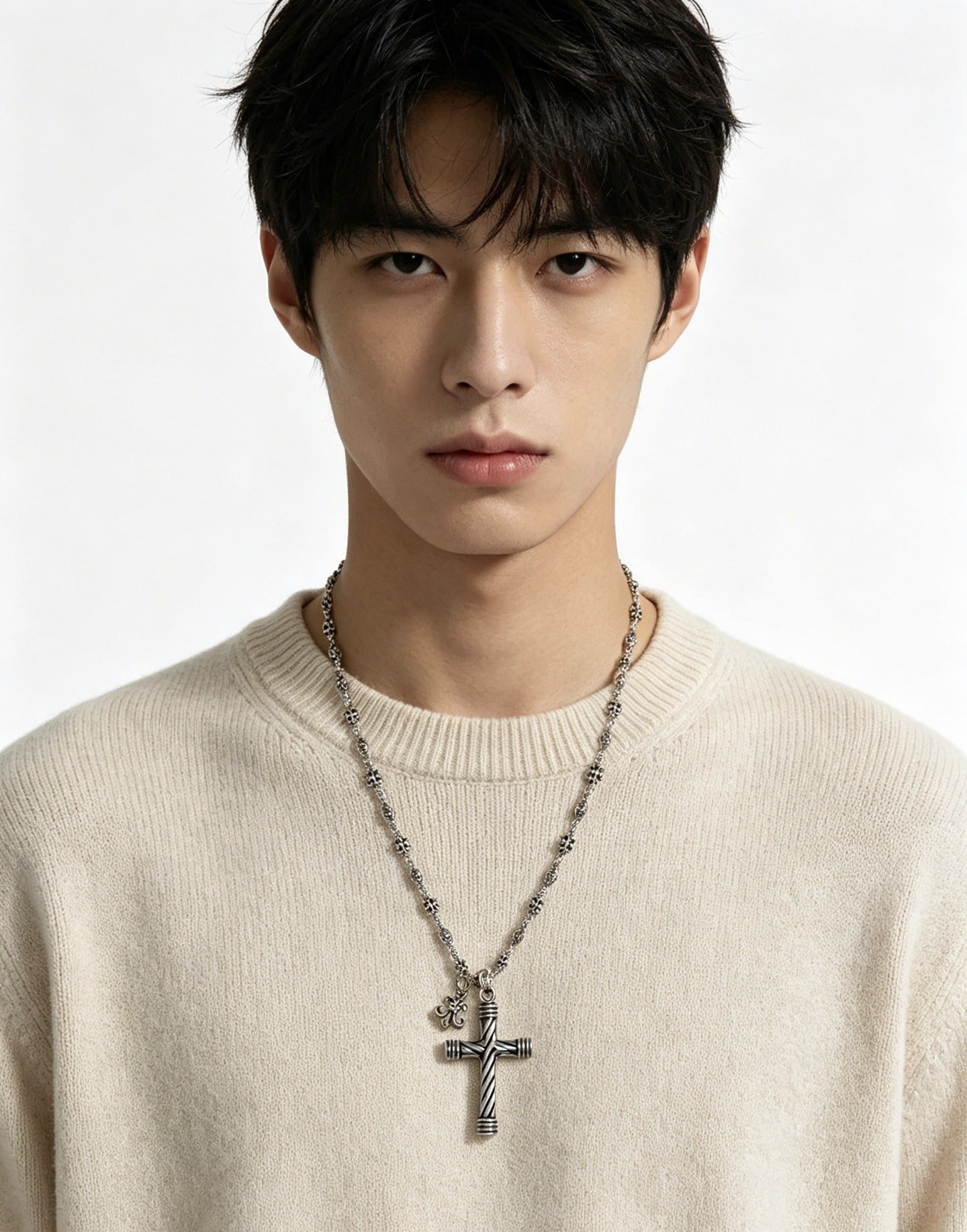 Chrome Hearts Sterling Silver Cross Necklace